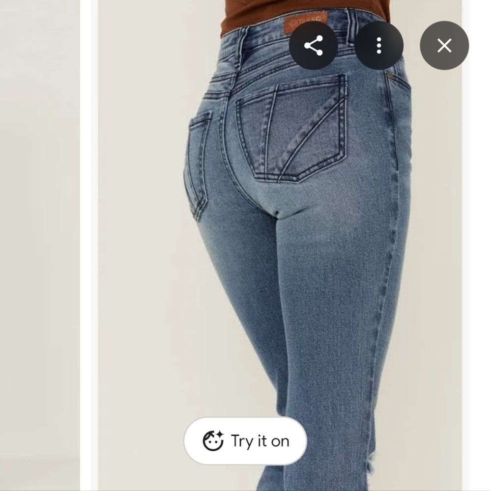 Shyanne Super Flare Distressed Western Jeans Size 28 - Picture 3 of 15